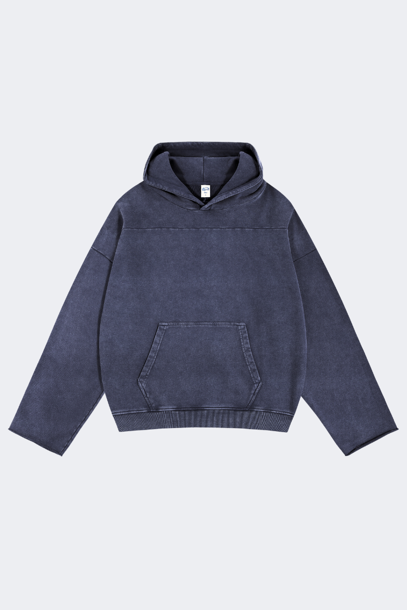 Men's Cotton Streetwear Washed Drop-Shoulder Hoodie