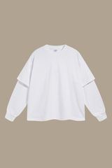 Men's Cotton Patchwork Faux Two-Piece Sweatshirt