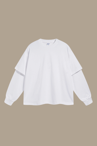 Men's Cotton Patchwork Faux Two-Piece Sweatshirt