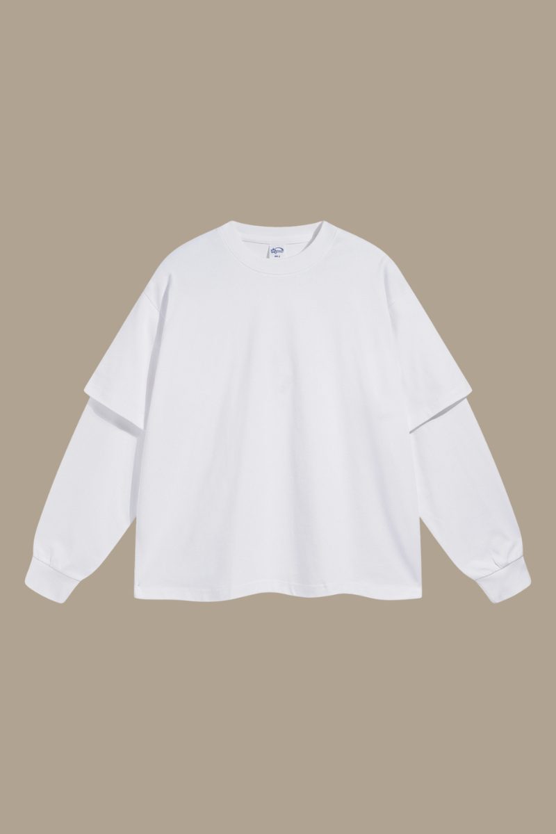 Men's Cotton Patchwork Faux Two-Piece Sweatshirt