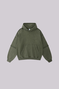 Women's Cotton Retro Faux-Two-Piece Washed  Hoodie