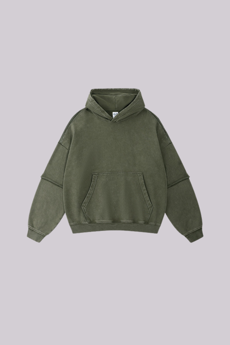 Women's Cotton Retro Faux-Two-Piece Washed  Hoodie