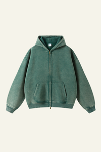 Men's Streetwear Wax-Dyed Vintage Solid Hooded Jacket