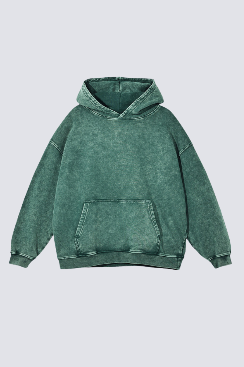 Men's 420g Heavy Cotton Washed Distressed Hoodie