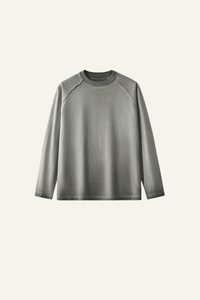 Women's Streetwear Washed Cotton Long-Sleeved T-shirt.