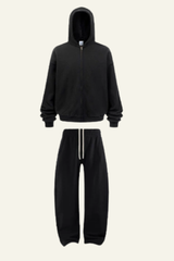 Men's Set:Fleece-lined Zipper Jacket & Curved-blade Pants