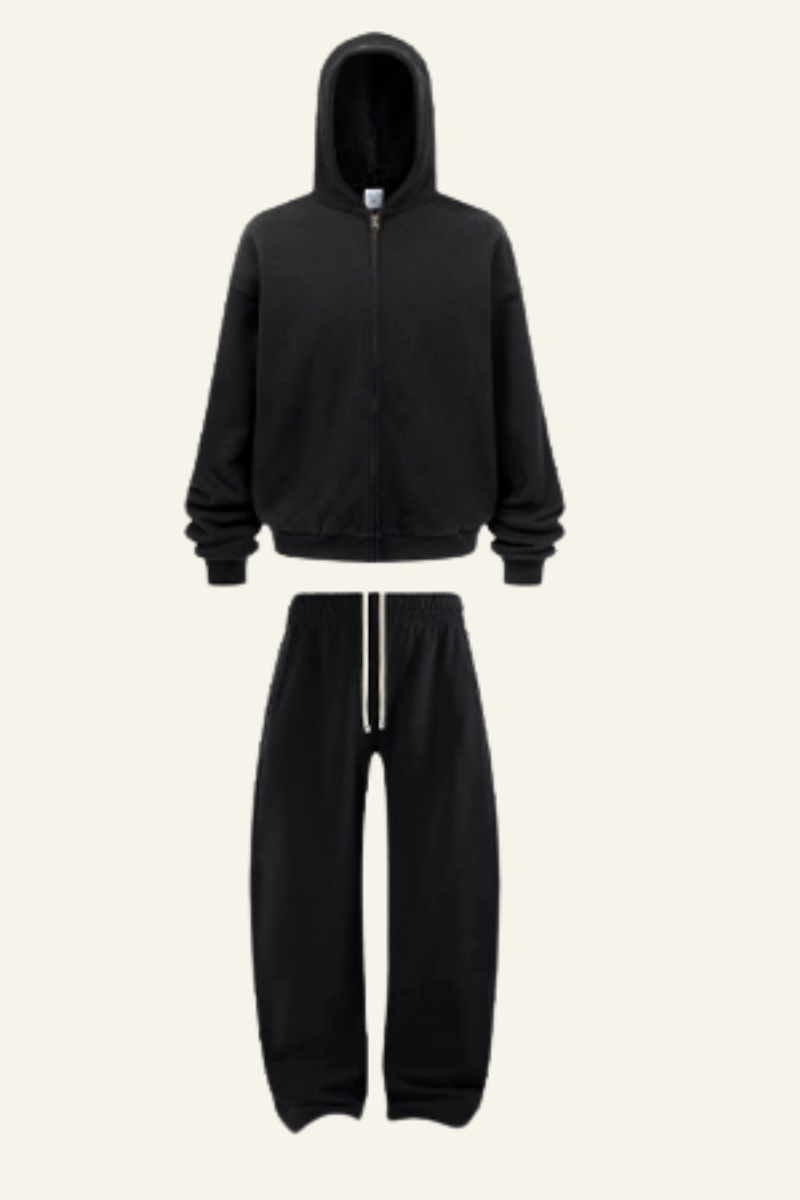 Women's Set:Fleece-lined Zipper Jacket & Curved-blade Pants