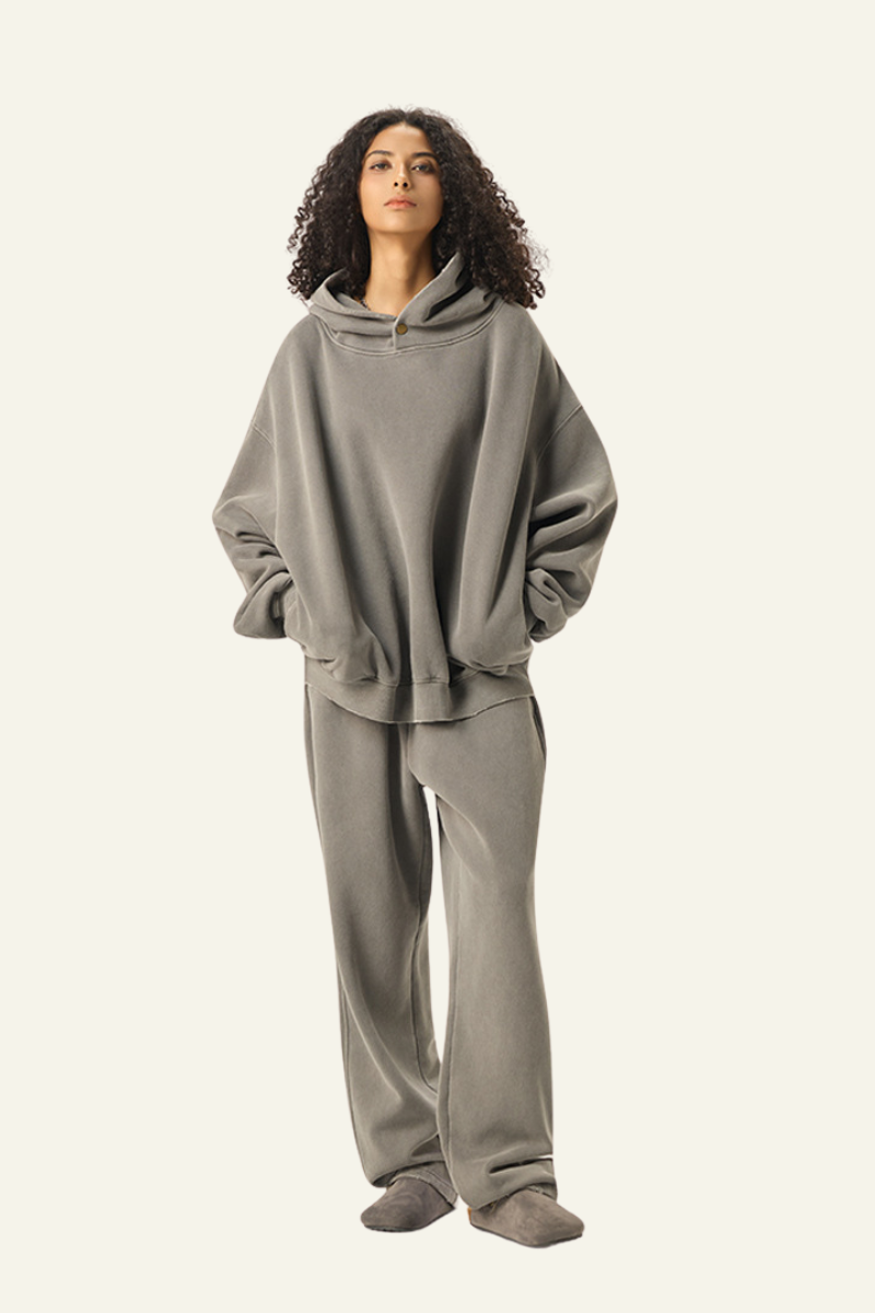 Women's Heavyweight Washed Set:Hoodie And Casual Pant