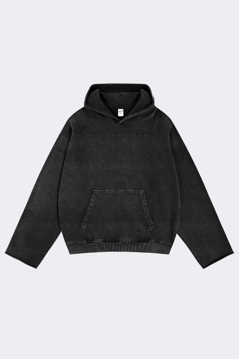 Men's Cotton Streetwear Washed Drop-Shoulder Hoodie