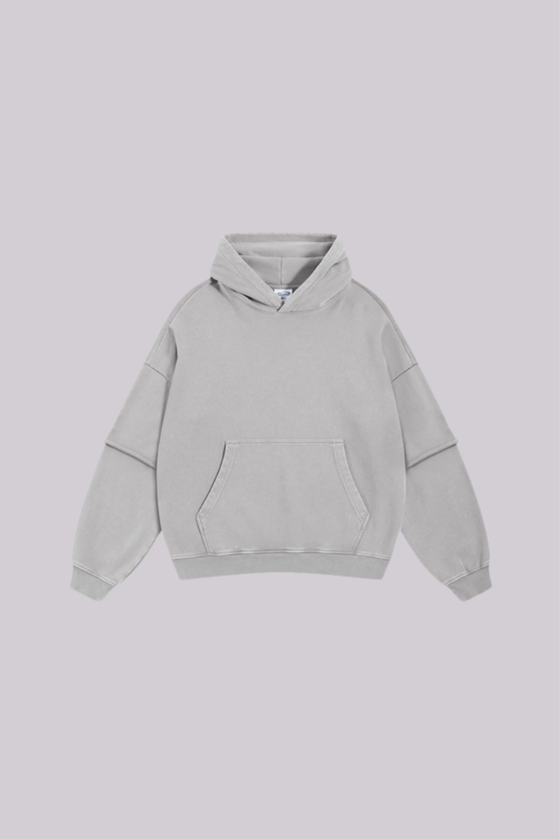 Women's Cotton Retro Faux-Two-Piece Washed  Hoodie