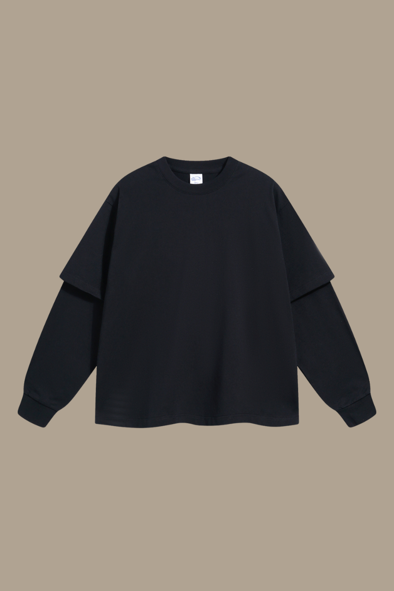 Men's Cotton Patchwork Faux Two-Piece Sweatshirt