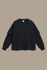 Men's Cotton Patchwork Faux Two-Piece Sweatshirt