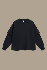 Men's Cotton Patchwork Faux Two-Piece Sweatshirt