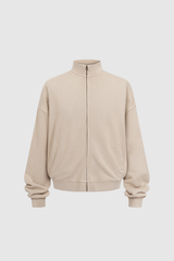 Men's Cotton Streetwear Wax-Dyed Washed Stand Collar Distressed Jacket