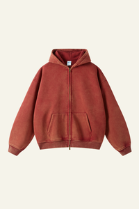 Women's Streetwear Wax-Dyed Vintage Solid Hooded Jacket