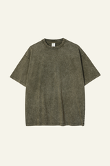 Women's Cotton Streetwear Wax-Dyed Washed Distressed T-shirt