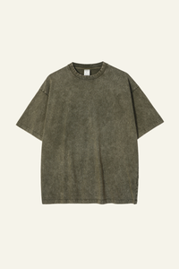 Women's Cotton Streetwear Wax-Dyed Washed Distressed T-shirt