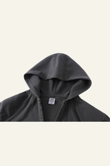 Women's Washed Loose Edged Pleated V-Neck Cotton Hoodie