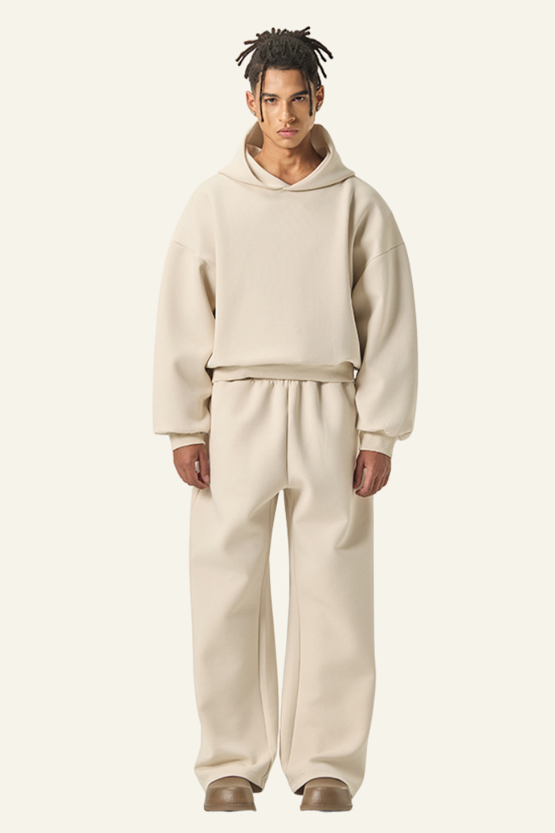 Men's Streetwear Set :Cropped Hoodie And Casual Pant