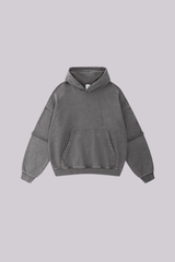 Women's Cotton Retro Faux-Two-Piece Washed  Hoodie