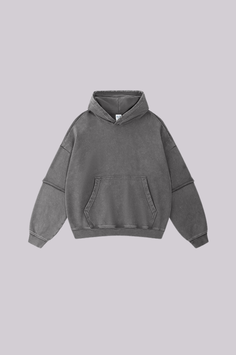 Women's Cotton Retro Faux-Two-Piece Washed  Hoodie