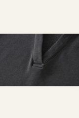 Women's Washed Loose Edged Pleated V-Neck Cotton Hoodie