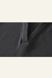 Women's Washed Loose Edged Pleated V-Neck Cotton Hoodie