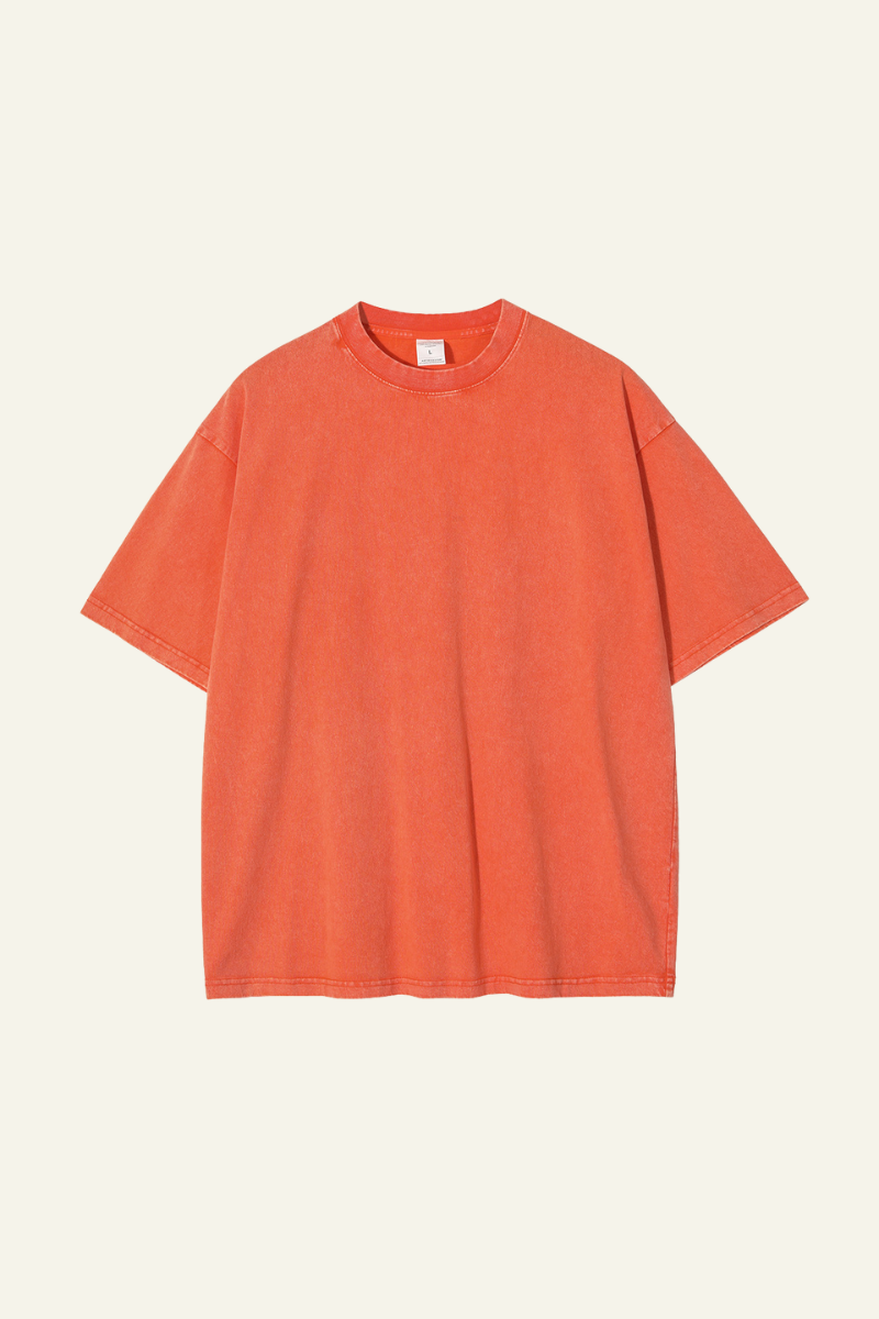 Men's Cotton Streetwear Wax-Dyed Washed Distressed T-shirt