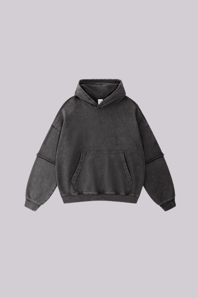 Women's Cotton Retro Faux-Two-Piece Washed  Hoodie