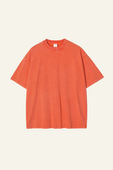 Women's Cotton Streetwear Wax-Dyed Washed Distressed T-shirt