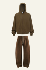 Women's Set:Fleece-lined Zipper Jacket & Curved-blade Pants