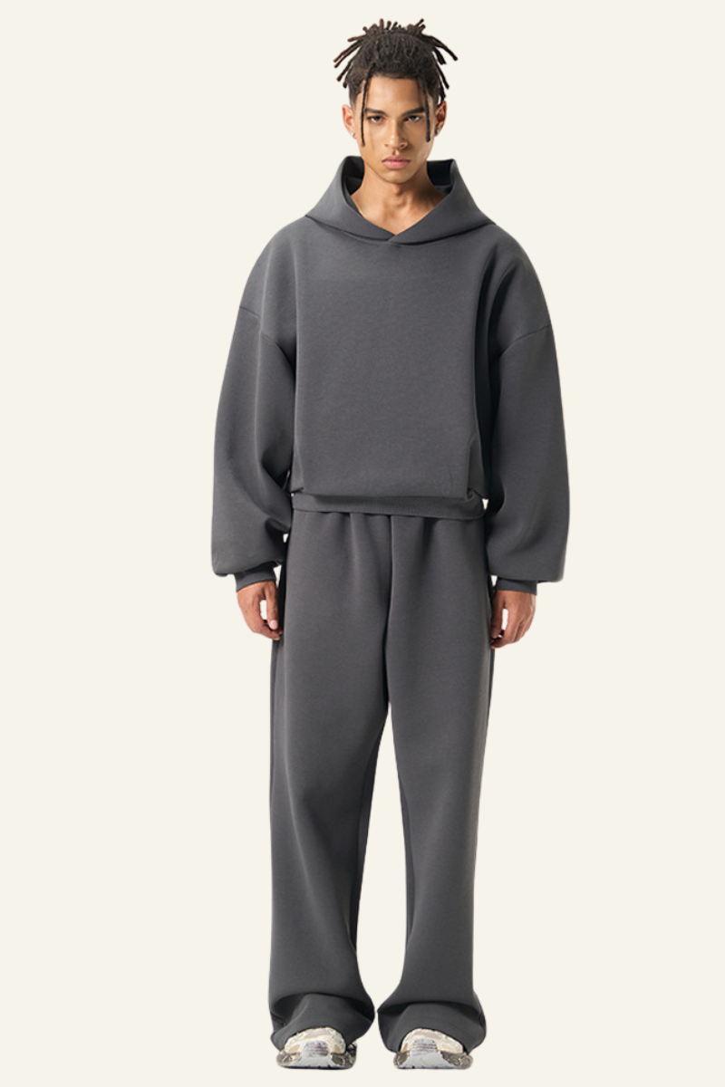 Men's Streetwear Set :Cropped Hoodie And Casual Pant