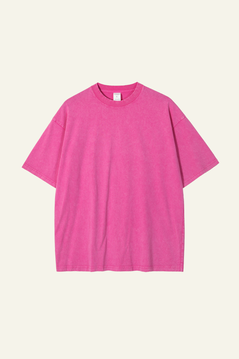 Men's Cotton Streetwear Wax-Dyed Washed Distressed T-shirt