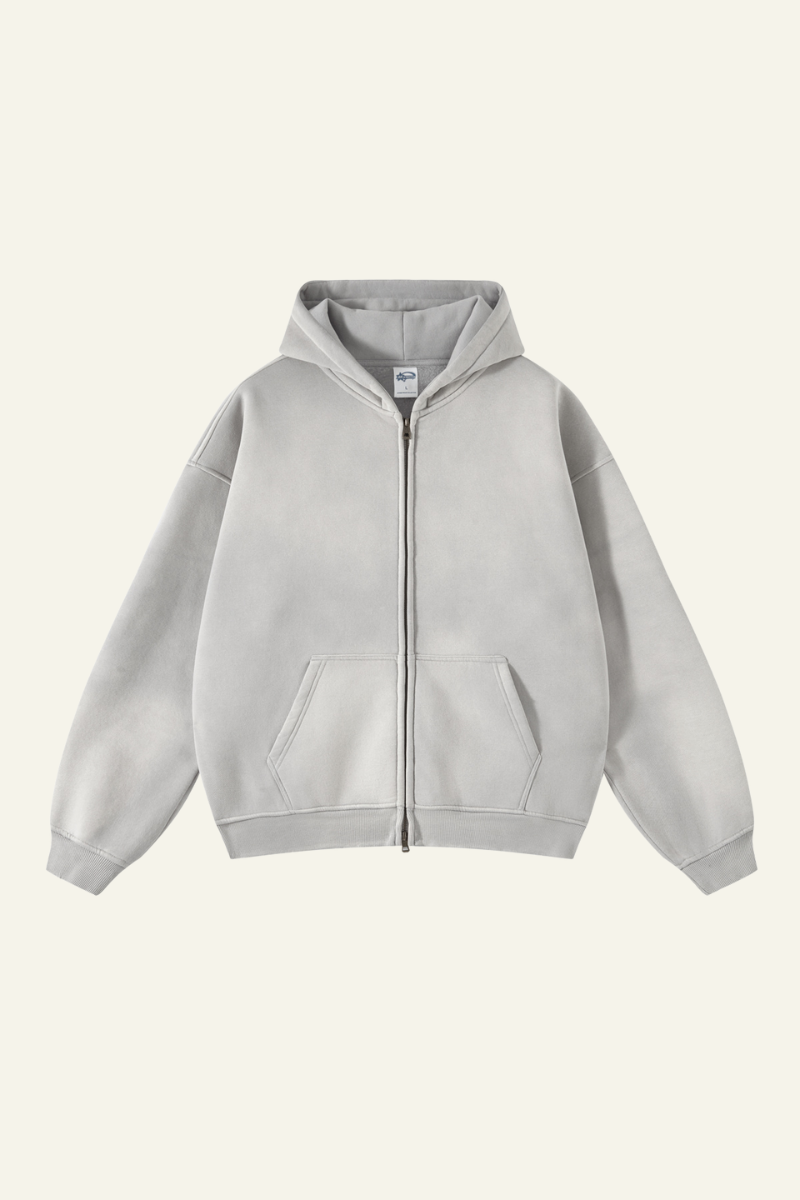 Men's Streetwear Wax-Dyed Vintage Solid Hooded Jacket