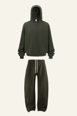 Women's Set:Fleece-lined Zipper Jacket & Curved-blade Pants