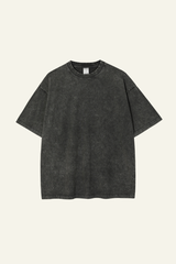 Men's Cotton Streetwear Wax-Dyed Washed Distressed T-shirt