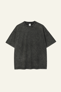 Men's Cotton Streetwear Wax-Dyed Washed Distressed T-shirt