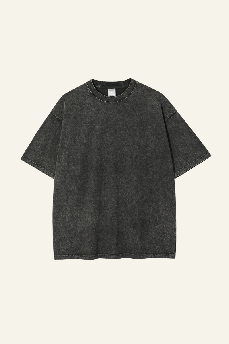 Men's Cotton Streetwear Wax-Dyed Washed Distressed T-shirt