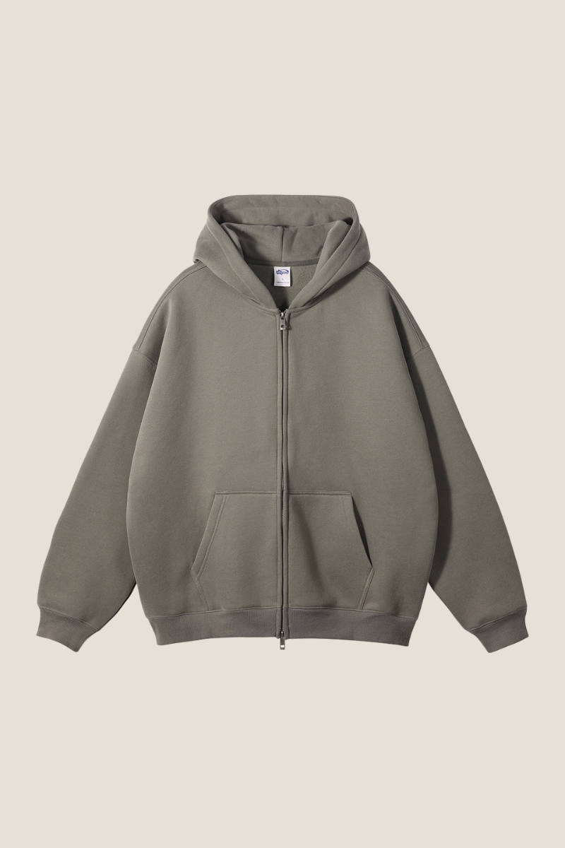 Men's Streetwear 350G Heavyweight Full Zipper Hooded Jacket