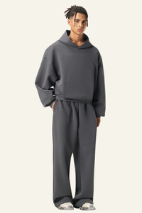 Men's Streetwear Set :Cropped Hoodie And Casual Pant