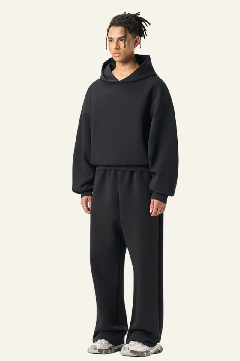 Men's Streetwear Set :Cropped Hoodie And Casual Pant