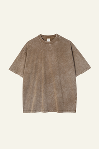Women's Cotton Streetwear Wax-Dyed Washed Distressed T-shirt