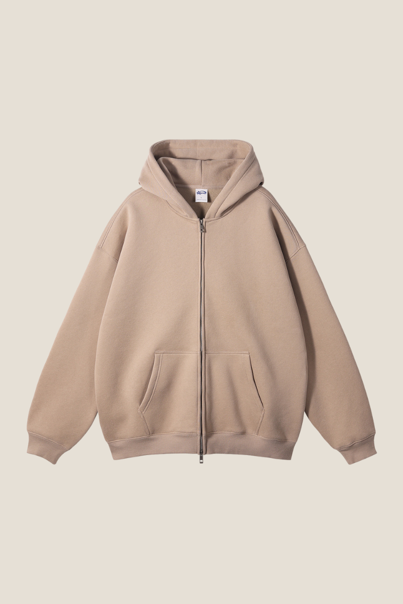 Men's Streetwear 350G Heavyweight Full Zipper Hooded Jacket