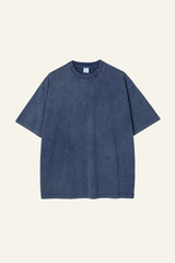 Men's Cotton Streetwear Wax-Dyed Washed Distressed T-shirt