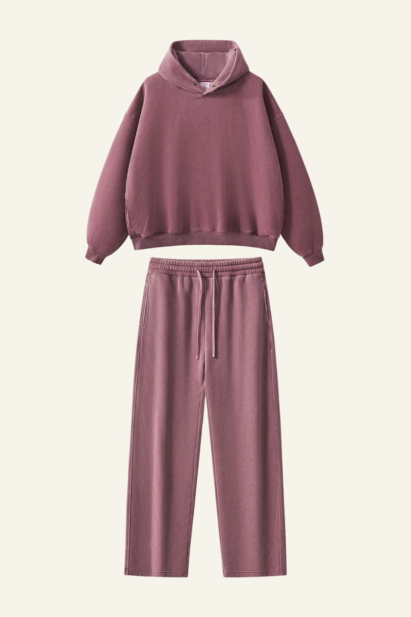 Women's Heavyweight Washed Set:Hoodie And Casual Pant