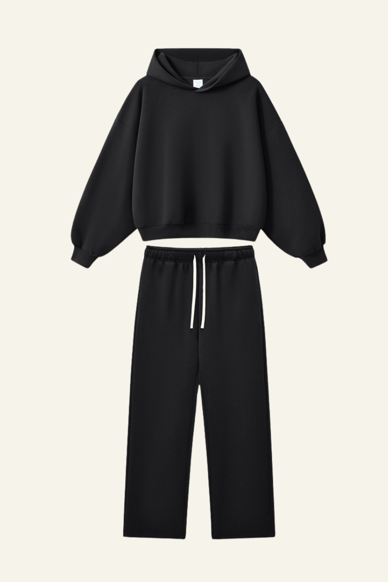 Men's Streetwear Set :Cropped Hoodie And Casual Pant