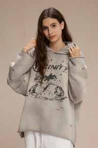 Women's Streetwear Distressed Frayed-Edged Vintage Hoodie