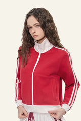 Women's Streetwear Vintage Stand-Collar Side-Striped Jacket