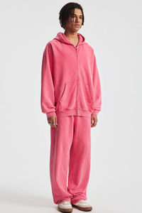 Men's Cotton Streetwear Set:Full Zipper Hooded Jacket  And Sweatpants