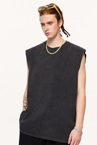 Men's Summer 275g Retro Washed Distressed Tank